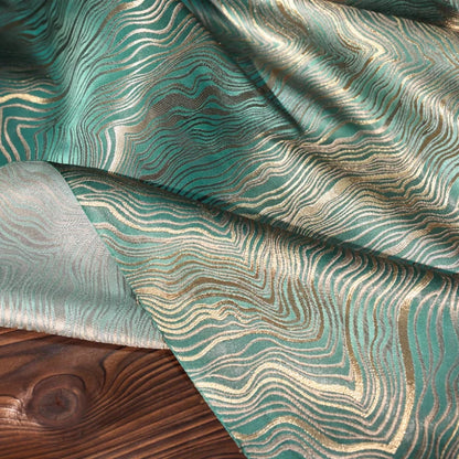 Titanium Green Gold Thread Jacquard Fabric
