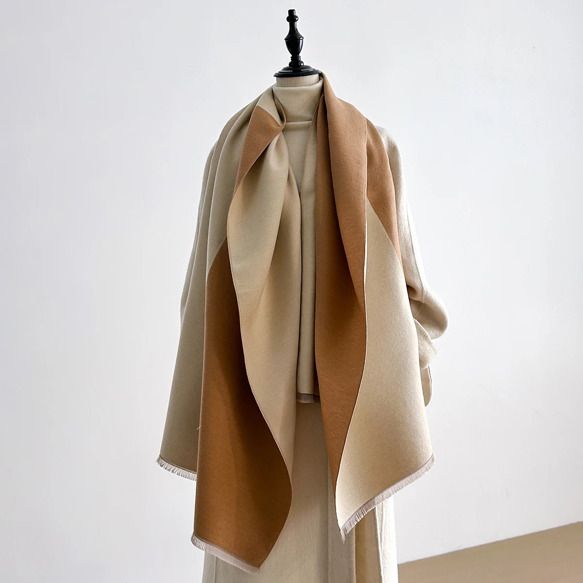 Women's Winter Wool Scarf - Long Warm Cashmere-Like Solid Color Pashmina Shawl, Wrap