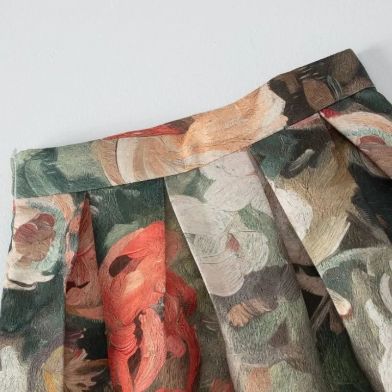 Floral Vintage Painting Chic High Waist Ball long skirt