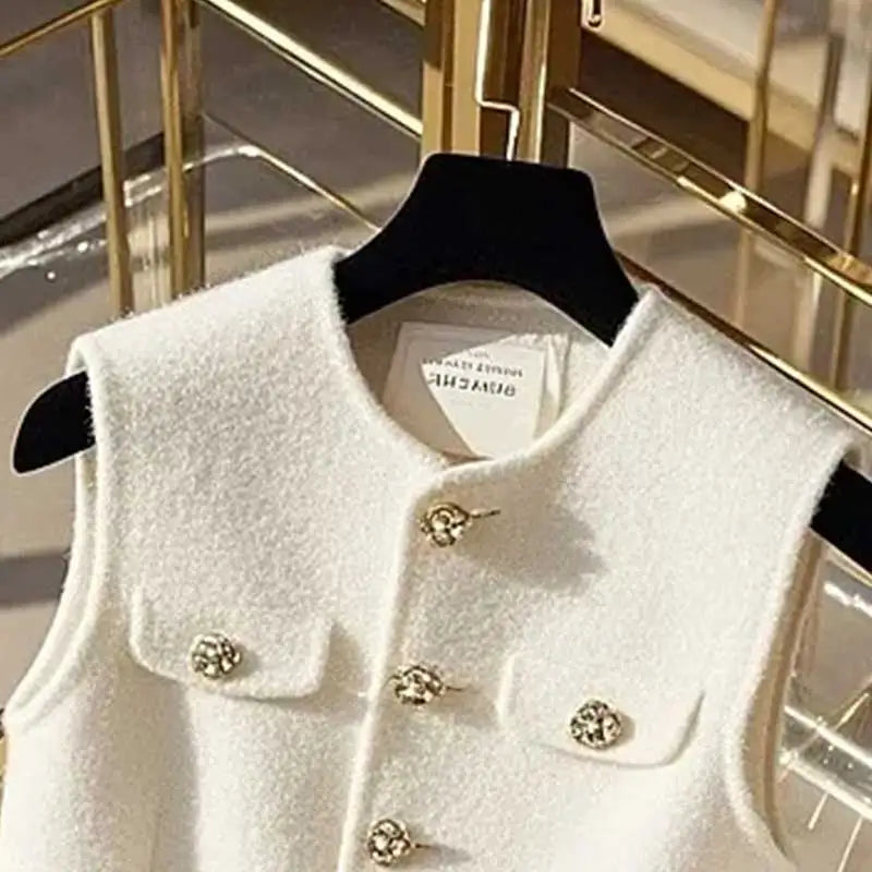 Casual Button Solid Color Sleeveless Vest Tank Top