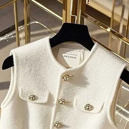 Casual Button Solid Color Sleeveless Vest Tank Top