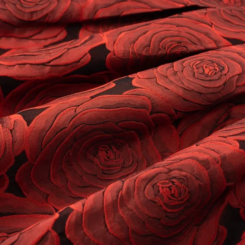 Wine Red Floral Vintage High Waist Ball skirt