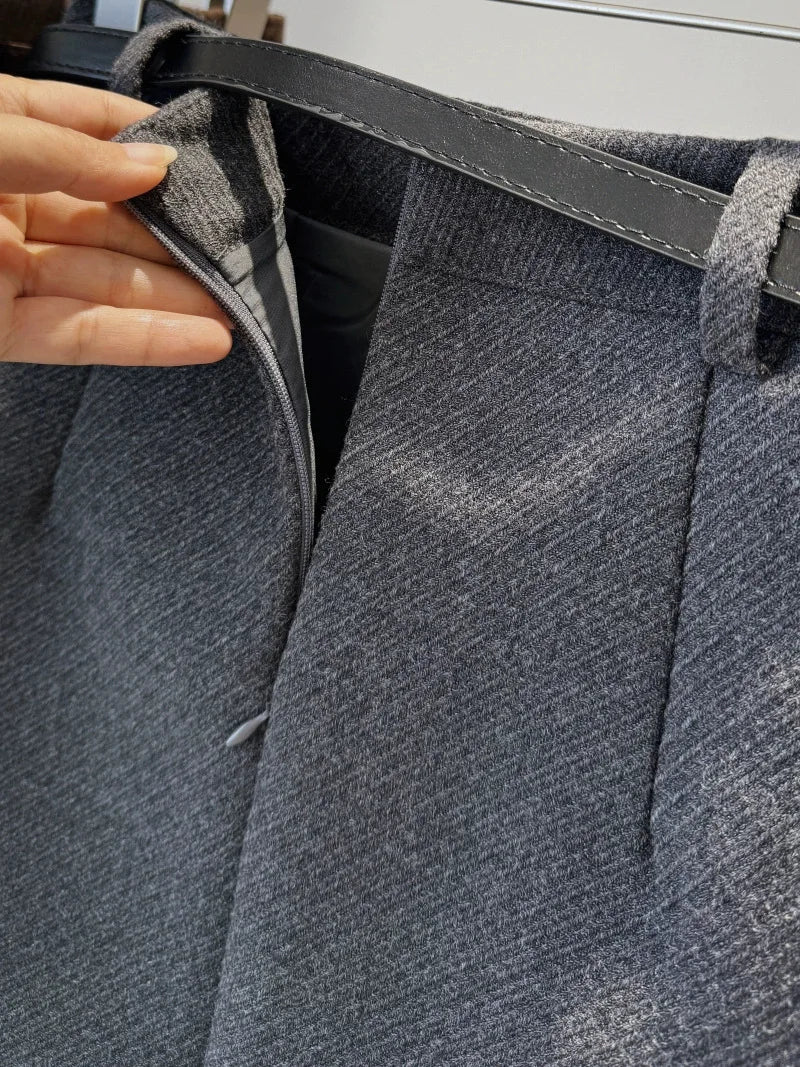 high waist slimming and anti glare A-line hip hugging short skirt