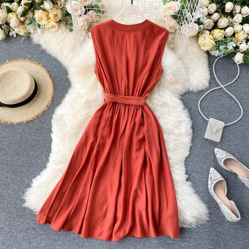 Casual Solid Sleeveless dress