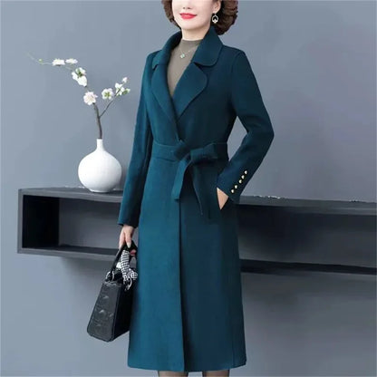 Women Long Bathrobe Style Autumn Winter Jacket Coat Female Luxury