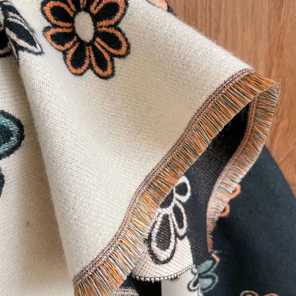 Cashmere Scarf Women Design Warm Pashmina Blanket Poncho Scarves Female Flower Shawl Thick Foulard Bufanda