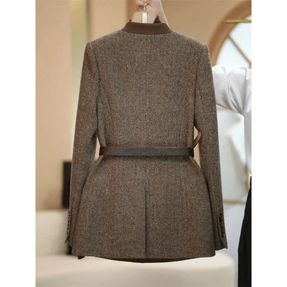 Coffee Suit Jacket Long Sleeve Suit Jacket Top