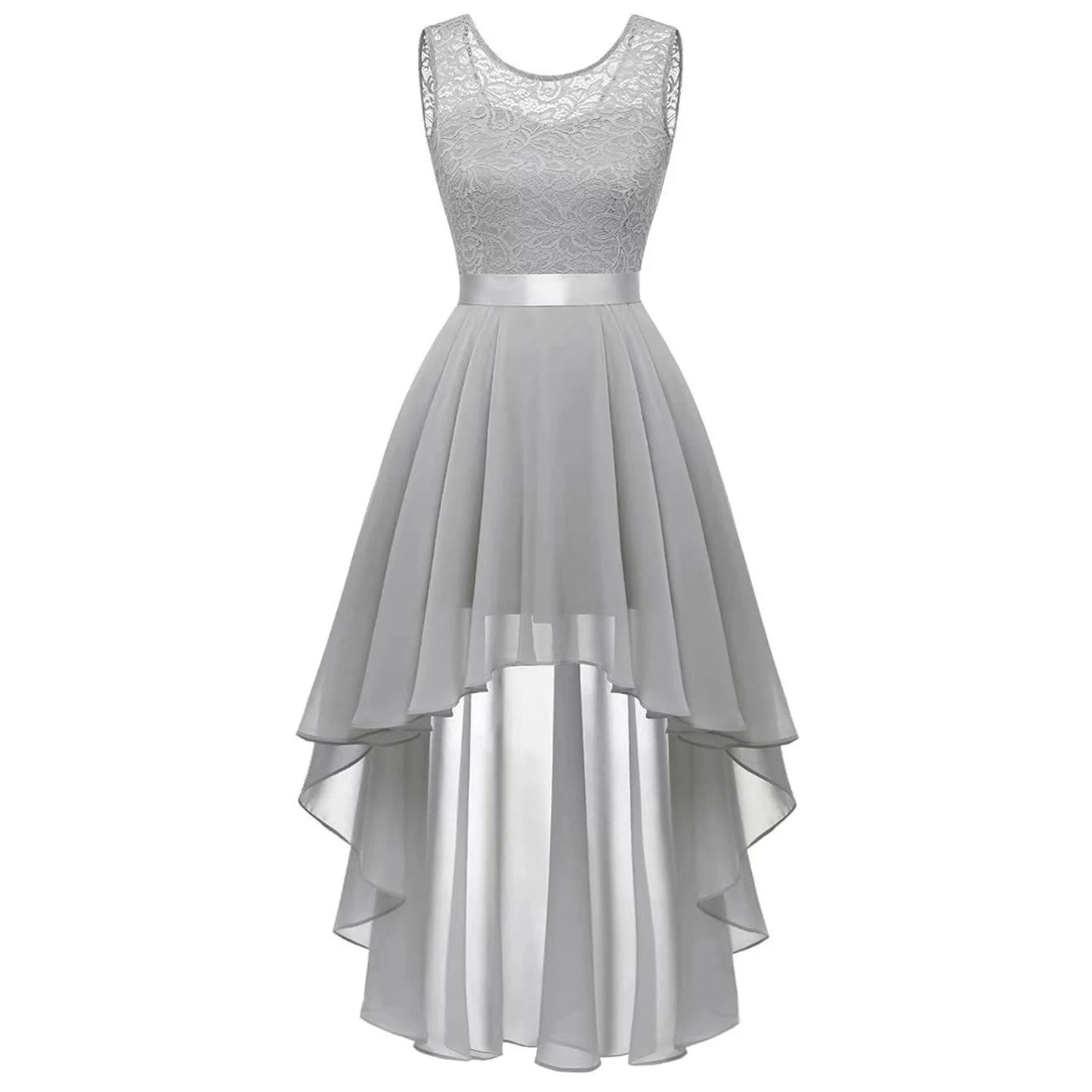 Neck Lace Patchwork Chiffon Swing Dress Cocktail Party