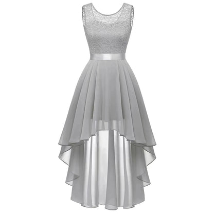 Neck Lace Patchwork Chiffon Swing Dress Cocktail Party