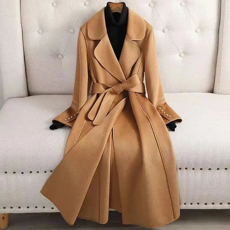 Women Long Bathrobe Style Autumn Winter Jacket Coat Female Luxury