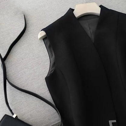 Women's Casual Black Vest Waistcoat