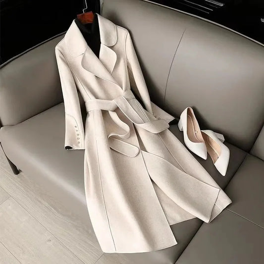 Women Long Bathrobe Style Autumn Winter Jacket Coat Female Luxury