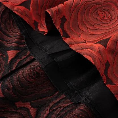 Wine Red Floral Vintage High Waist Ball skirt