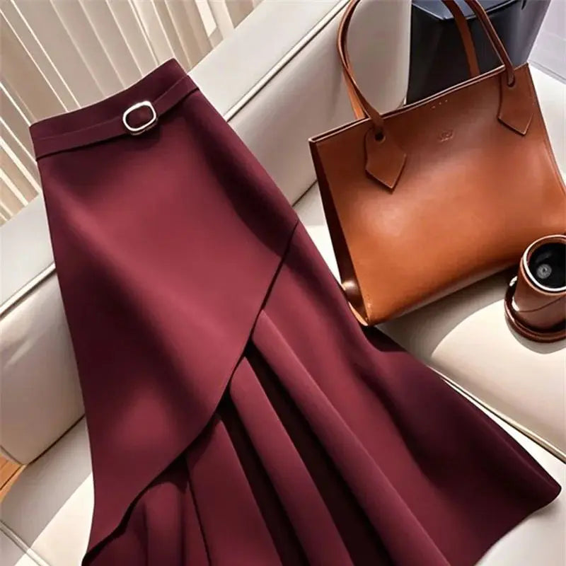 Asymmetric Skirt High Waist Patchwork skirt