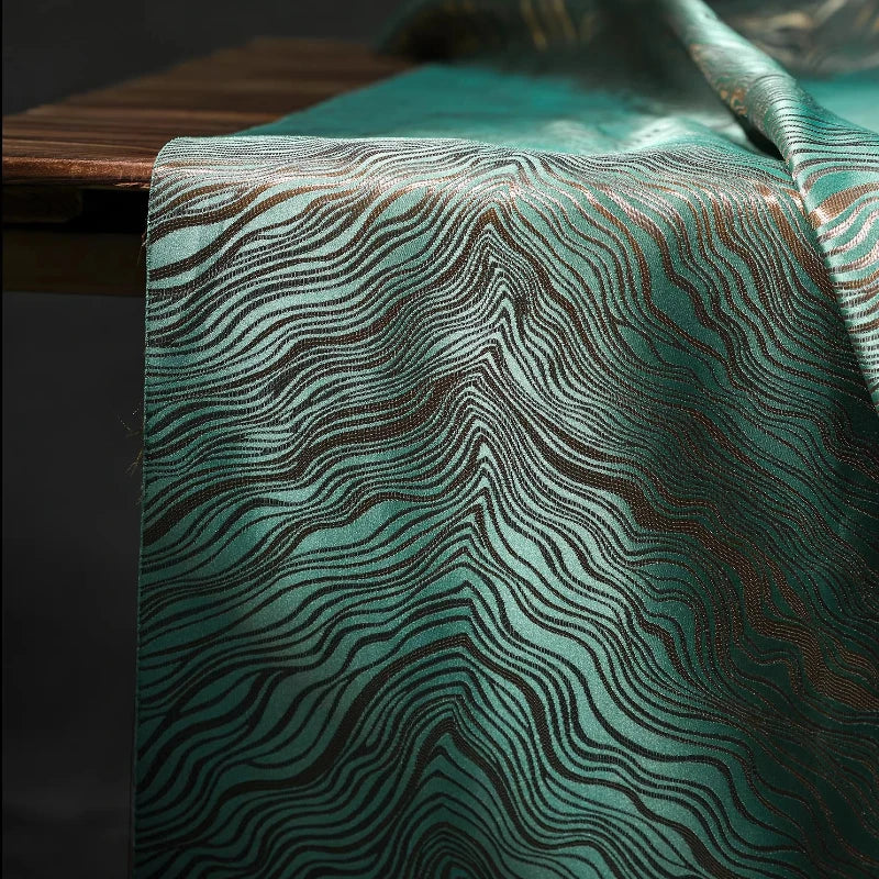 Titanium Green Gold Thread Jacquard Fabric