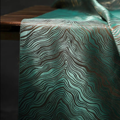 Titanium Green Gold Thread Jacquard Fabric
