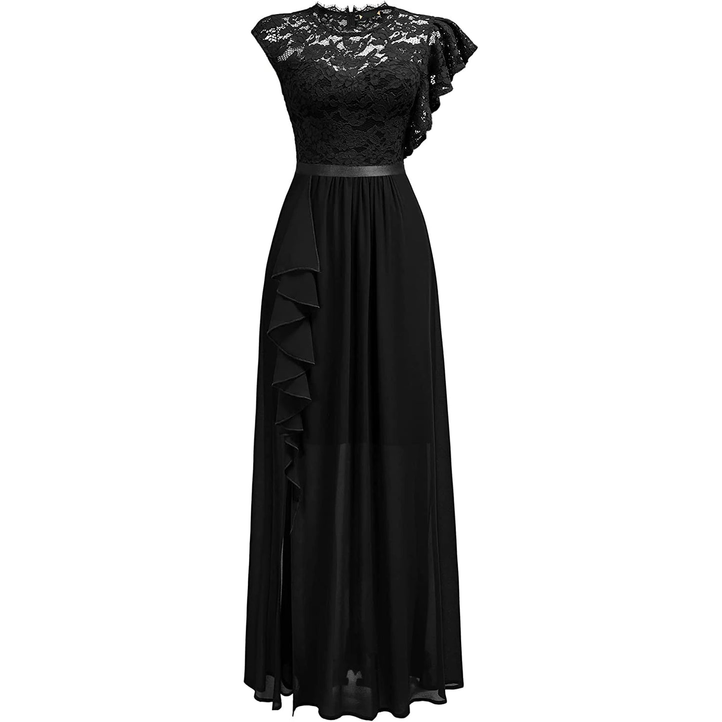 Lace Patchwork Chiffon Formal Dress