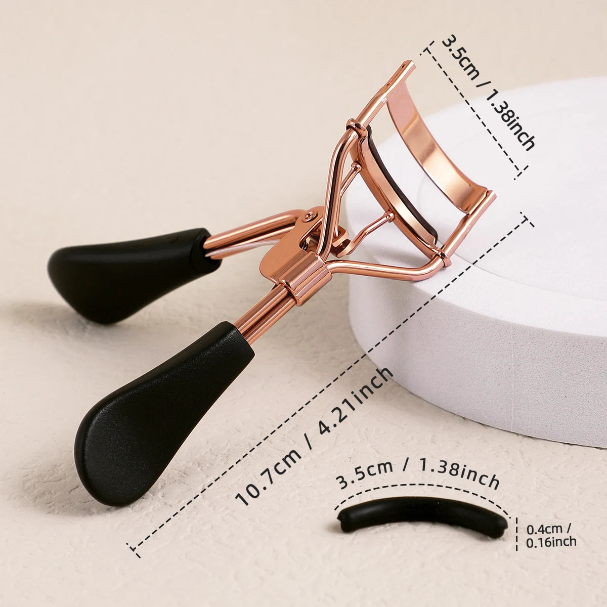 Portable Eyelash Curler with 15 Silicone Pads and Stainless Steel Eyelash Curler