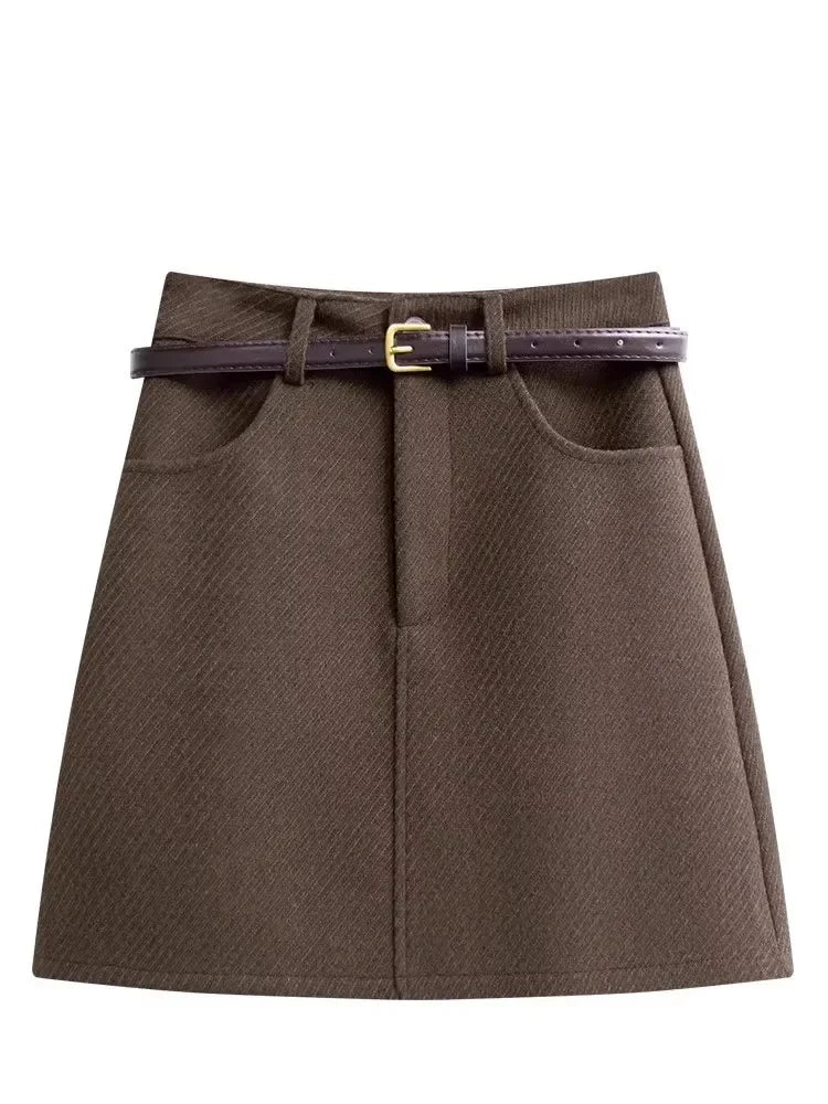Wool Line Mini Skirt