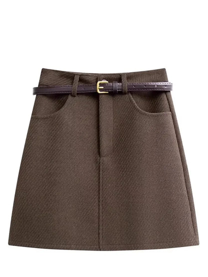 Wool Line Mini Skirt