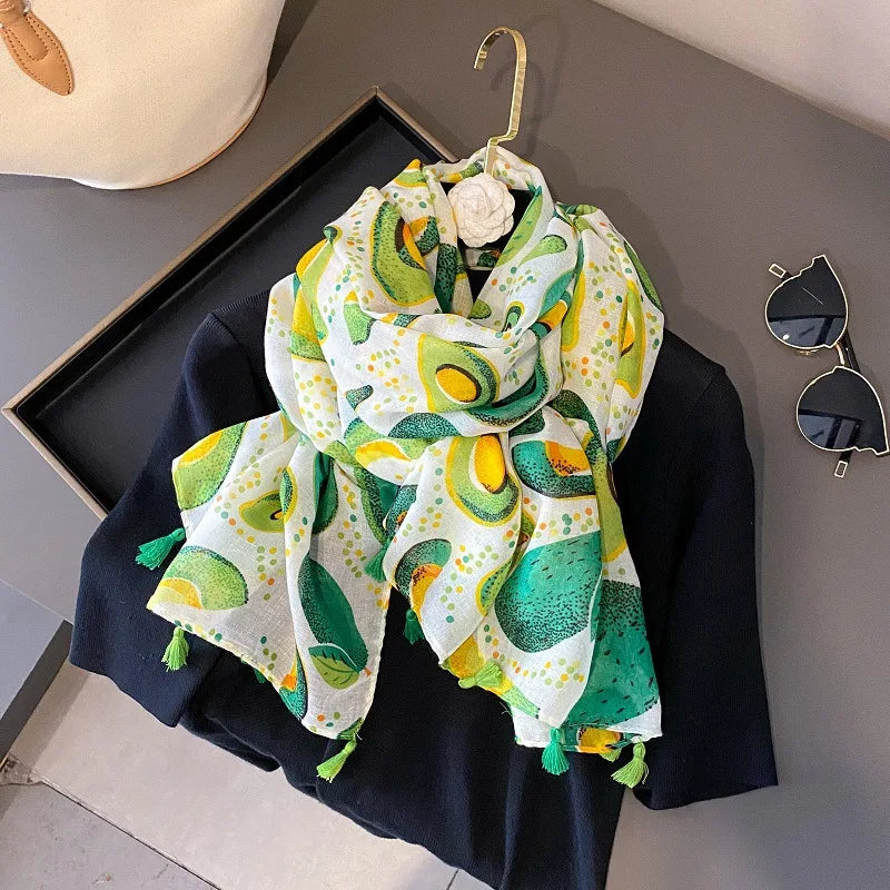 Viscose Cotton Scarf Aztec Paisley Floral Shawl Wraps Lady Thin Scarves Fashion Tassel