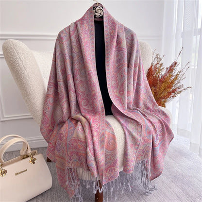 Scarf Cashmere Women Jacquard Pashmina Design Floral Female Thick Blanket Soft Bufanda Warm Shawl Poncho Stole