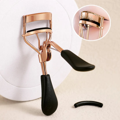 Portable Eyelash Curler with 15 Silicone Pads and Stainless Steel Eyelash Curler