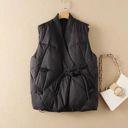 Cropped Vest JacketsSleeveless Puffer Waistcoat Street Style Vests Black Khaki Outwear