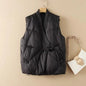 Cropped Vest JacketsSleeveless Puffer Waistcoat Street Style Vests Black Khaki Outwear