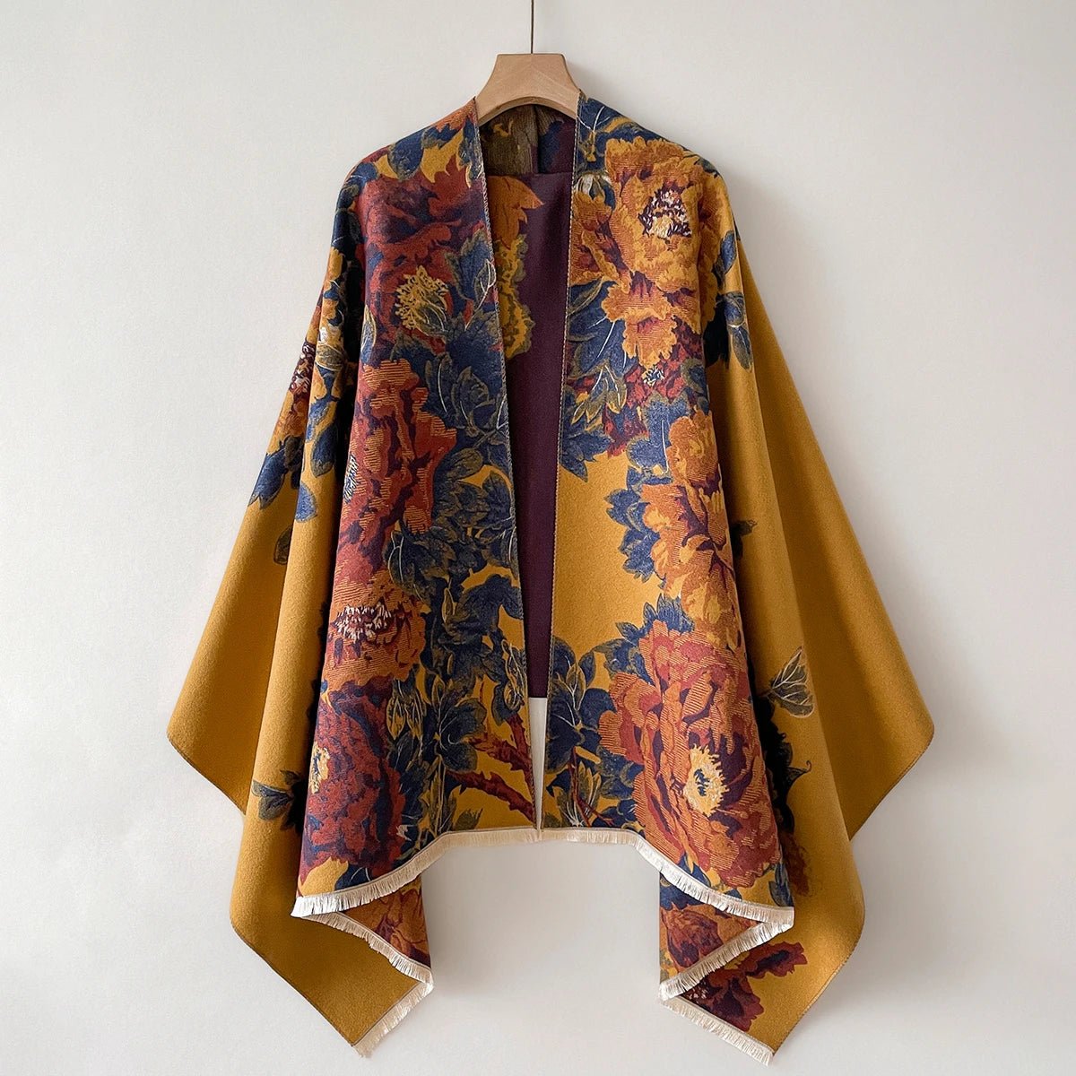 Cashmere Warm Shawl Ethnic Style Cloak Fashionable Scarves Floral Print Coldproof and Windproof Scraf