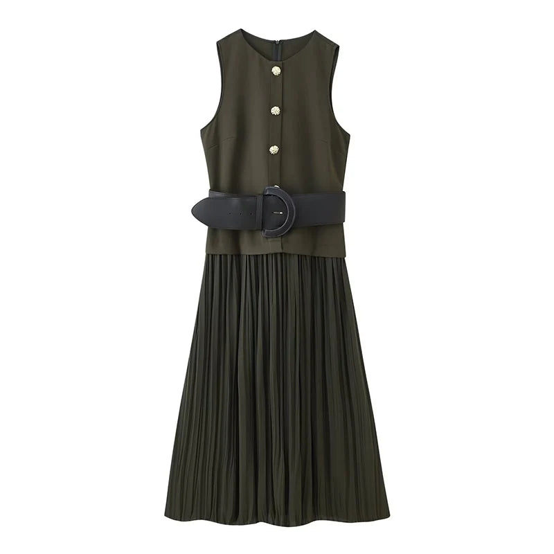 Pleated Long Dress