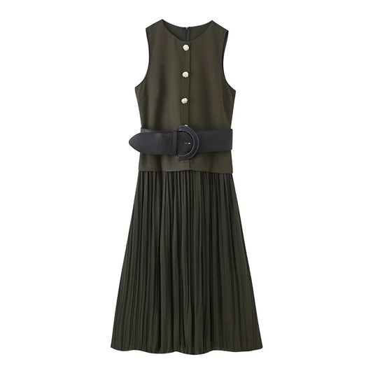 Pleated Long Dress