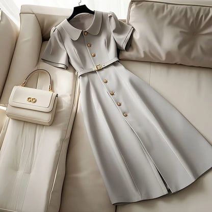 Solid color buttoned dress