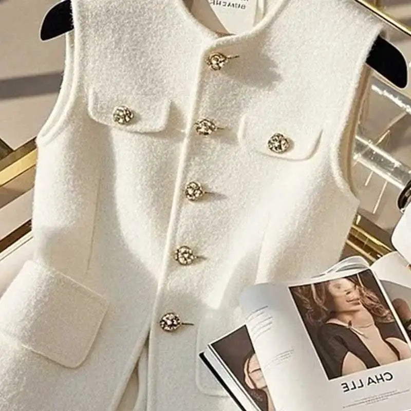 Casual Button Solid Color Sleeveless Vest Tank Top