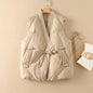 Cropped Vest JacketsSleeveless Puffer Waistcoat Street Style Vests Black Khaki Outwear