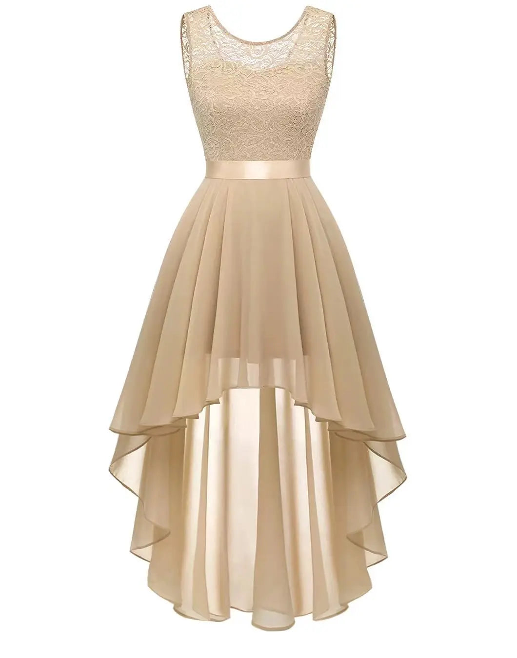 Neck Lace Patchwork Chiffon Swing Dress Cocktail Party