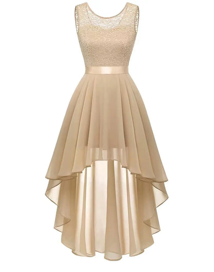 Neck Lace Patchwork Chiffon Swing Dress Cocktail Party