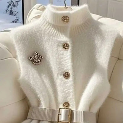 Stand-up Collar Knitted Thin Sleeveless Vest Top