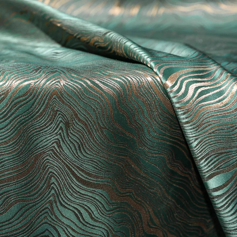 Titanium Green Gold Thread Jacquard Fabric