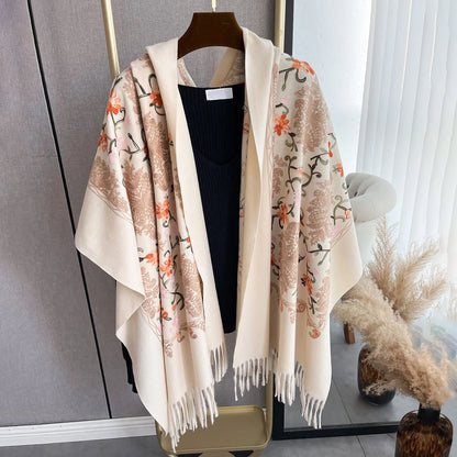 Warm Cashmere Scarf for Women Embroidery Pashmina Blanket Thick Shawl Wrap Neckerchief Bufanda Echarpe Poncho