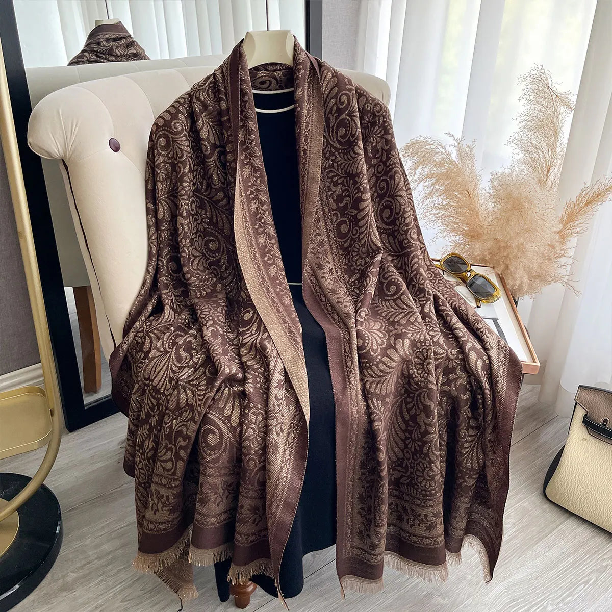 Long Hijab Scarf with Golden Thread Spring Autumn Sun Protection Shawl Wrap Decoration Headscarf