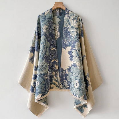 Cashmere Warm Shawl Ethnic Style Cloak Fashionable Scarves Floral Print Coldproof and Windproof Scraf