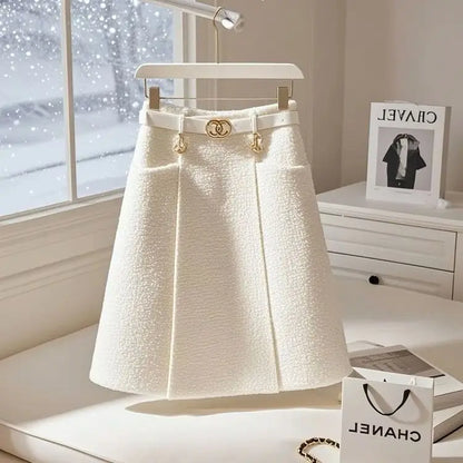 Tweed Mini Skirt Slim High Waist Elegant Fashion