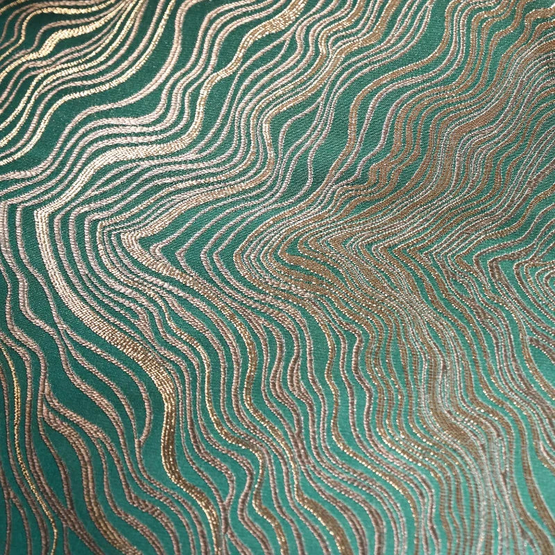 Titanium Green Gold Thread Jacquard Fabric