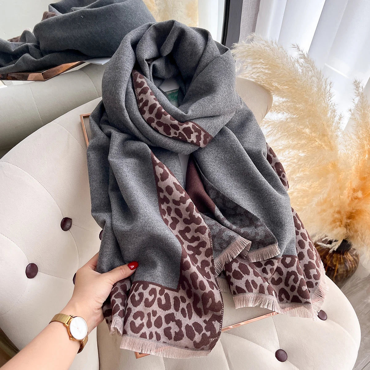 Cashmere Plaid  Scarf Winter Women Pashmina Shawls Warm Blanket Wraps Female Thick Scarves Bufanda Scarves
