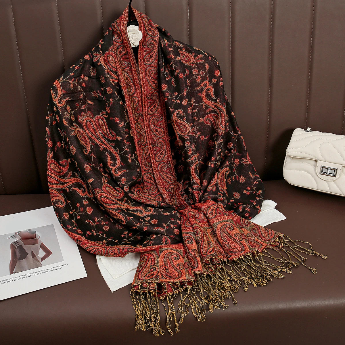 Pashmina Shawl Lady Wrap Warm Winter Scarves Design Print Female Foulard Cotton Stoles Scarf 2023