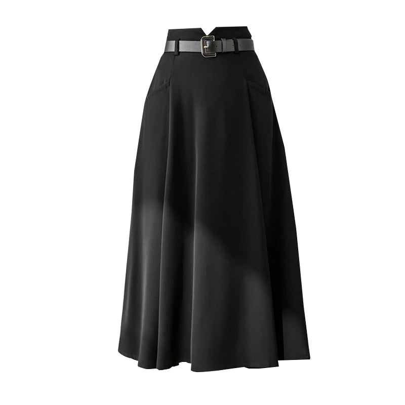 High Waist Casual Mid Length Patchwork Skirt