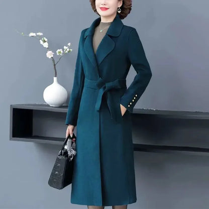 Women Long Bathrobe Style Autumn Winter Jacket Coat Female Luxury