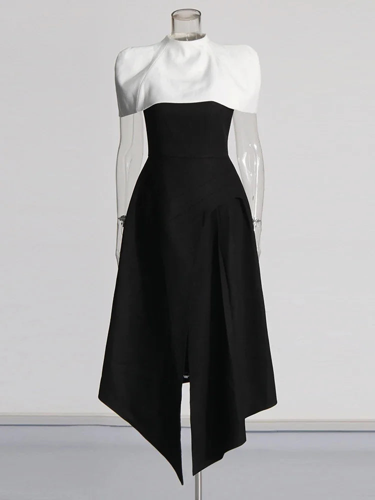 Elegant Long Dress Women Square Collar Sleeveless