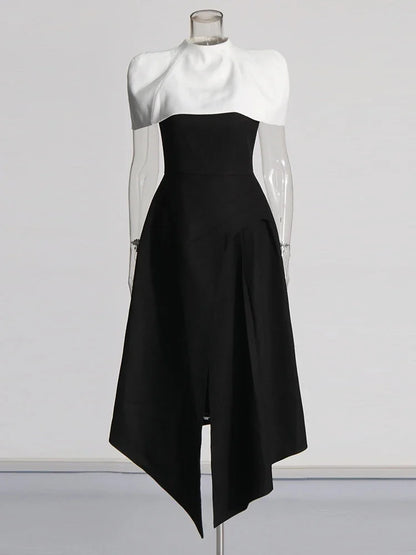 Elegant Long Dress Women Square Collar Sleeveless